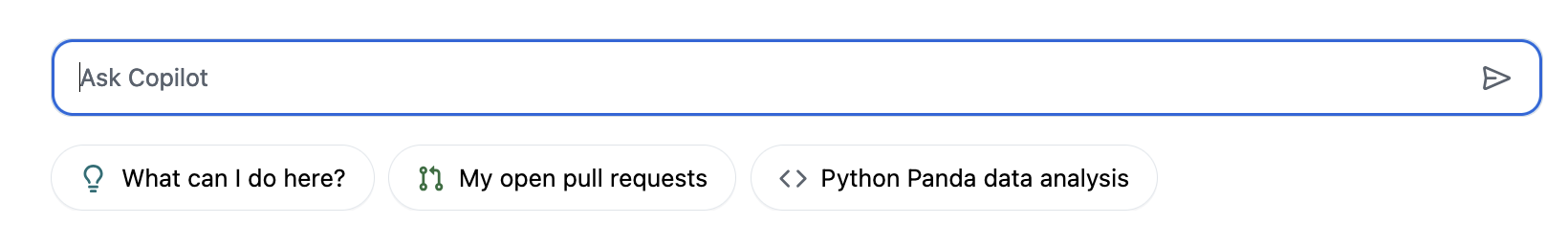 Caixa de texto que tem na home do GitHub para interagir com o GitHub Copilot